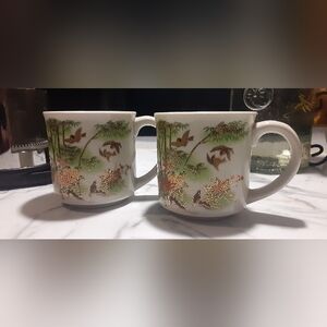 Adorable Pair of Vintage Boho Style Coffee Mugs! Perfect condition!